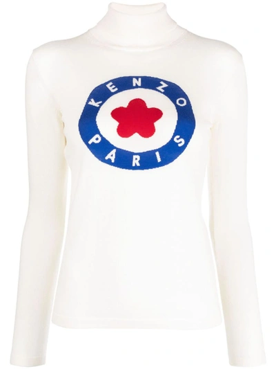Shop Kenzo Intarsia-knit Logo Jumper In White