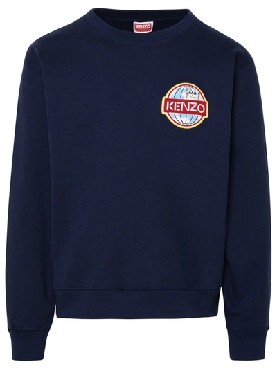 Shop Kenzo Blue Cotton Sweatshirt