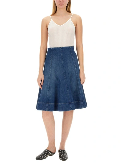 Shop Khaite "lennox" Skirt In Blue