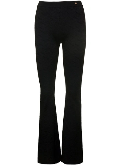 Shop Versace Knit Colour Allover Pants In Black