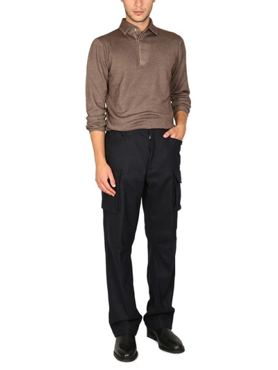 Shop Lardini Cargo Pants In Blue