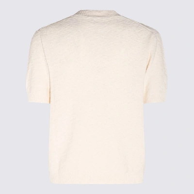 Shop Maison Margiela Off White Cotton Textured T-shirt In Off-white