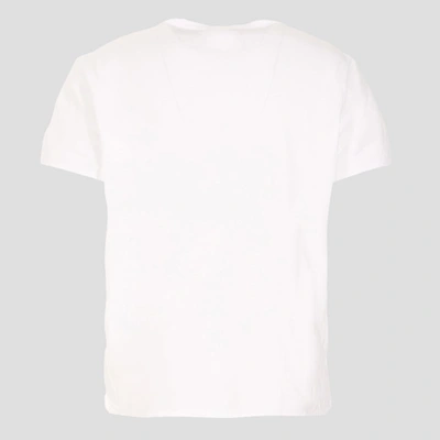 Shop Maison Margiela White Cotton Logo T-shirt In White/black Embroidery