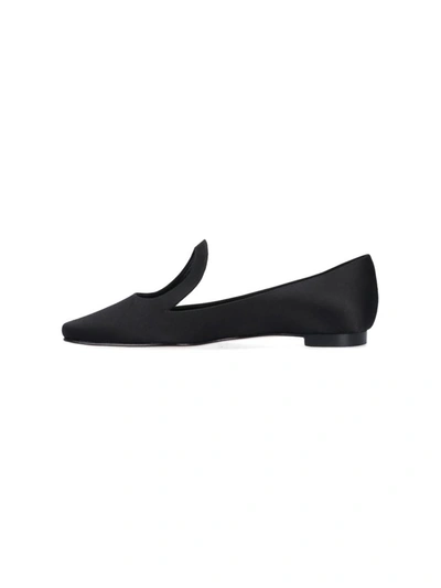 Manolo Blahnik Fugalo Satin Cutout Flat Loafers In Black