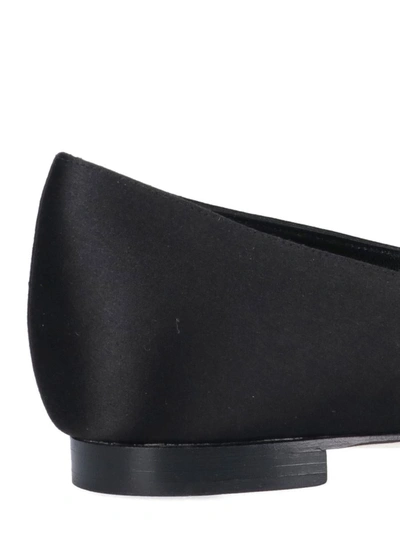Manolo Blahnik Fugalo Satin Cutout Flat Loafers In Black
