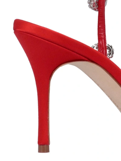 Manolo Blahnik Heel Sandals With Embellished Strappy Design In Red
