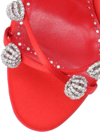Manolo Blahnik Heel Sandals With Embellished Strappy Design In Red