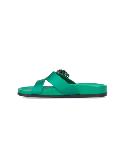 Shop Manolo Blahnik Sandals In Green