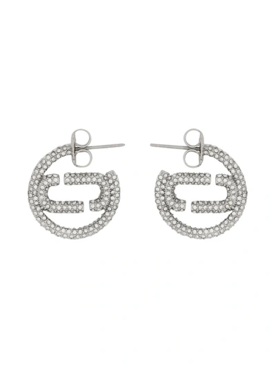 Shop Marc Jacobs Logo Earrings In Silver