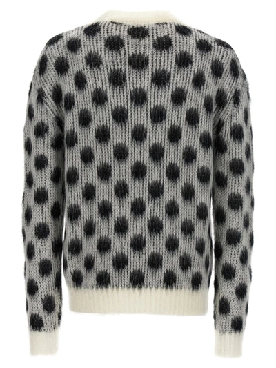 Shop Marni Polka Dot Sweater In White/black