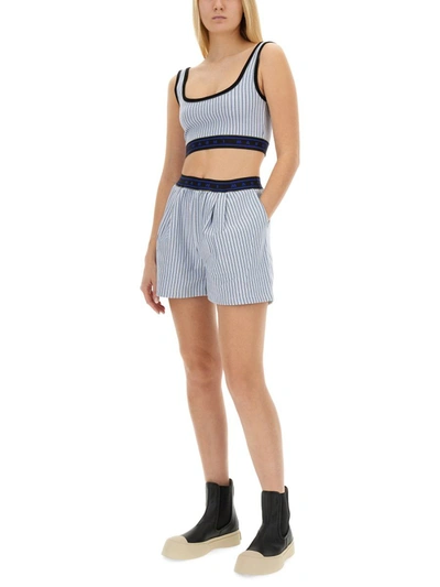 Shop Marni Tops With Logo In Azure