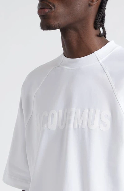 Shop Jacquemus Le T-shirt Typo Stretch Cotton Logo Graphic T-shirt In White