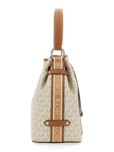 Shop Michael Michael Kors Canvas Shoulder Bag In Beige