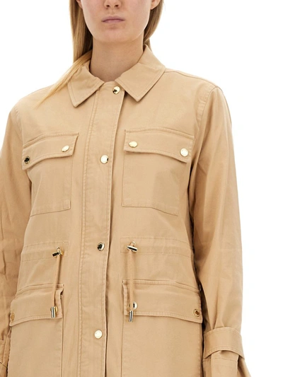 Shop Michael Michael Kors Michael Kors Jacket With Cargo Pockets In Beige