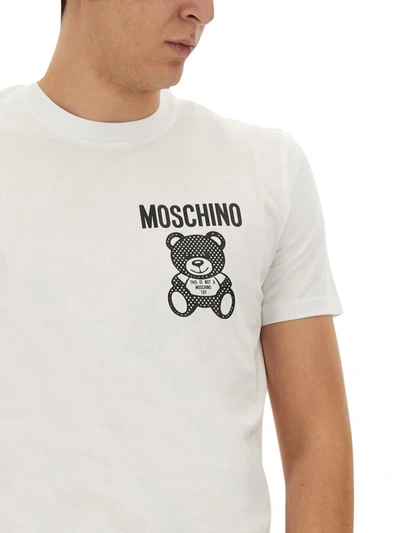 Shop Moschino "teddy Mesh" T-shirt In White