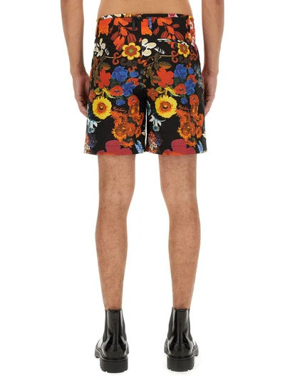 Shop Moschino Bermuda With Floral Pattern In Multicolour