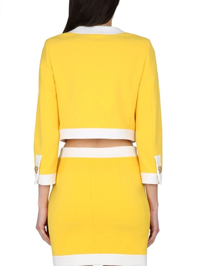 Shop Moschino Heart Buttons Crepe Jacket In Yellow