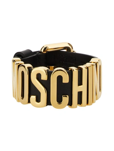 Shop Moschino Logo Bracelet In Black