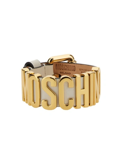 Shop Moschino Logo Bracelet In White