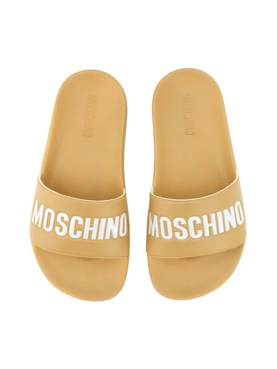 Shop Moschino Sandal With Logo In Beige
