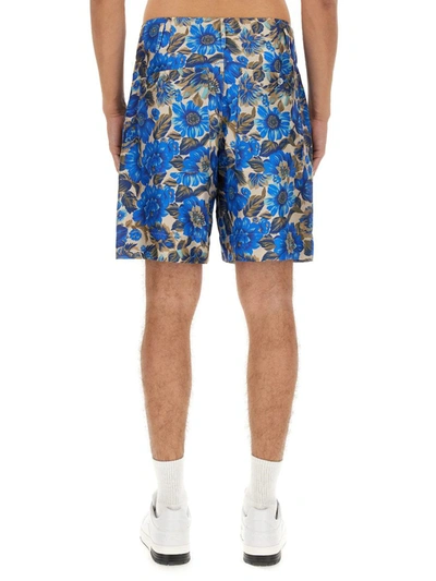 Shop Moschino Short All Over Blue Flower In Multicolour