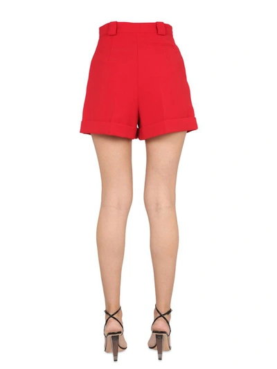 Moschino High-waisted Tailored Shorts With Side Pockets In Red