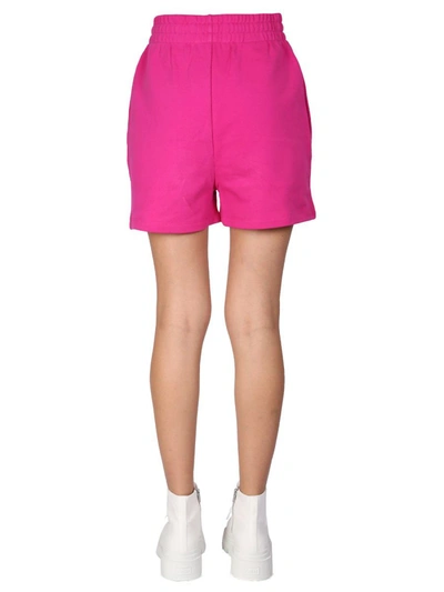 Shop Moschino Shorts With Vinyl Logo In Purple