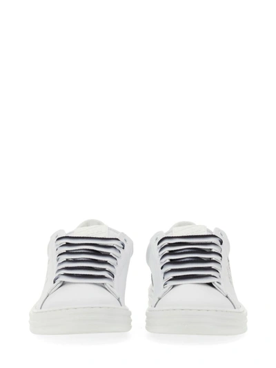 Shop Msgm Leather Sneaker In White