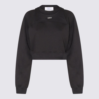Off-white Cotton Sweatshirt With Frontal Logo In Black