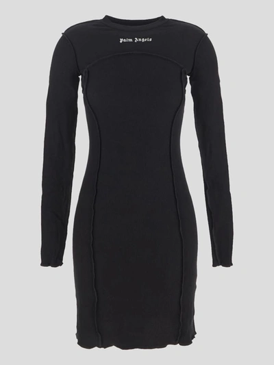 Shop Palm Angels Dress In Blackoffwhite