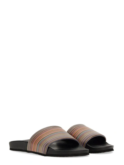 Shop Paul Smith Slide Sandal With Logo In Multicolour