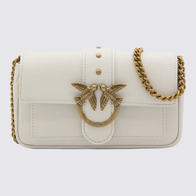 Shop Pinko White Leather Love One Pocket Shoulder Bag