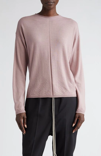 Shop Rick Owens Virgin Wool Crewneck Sweater In Dusty Pink