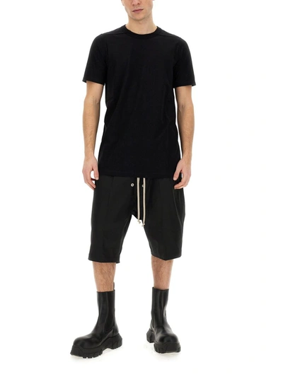 Rick Owens Bermuda Shorts With Back Pockets And Elastic Waistband In Black