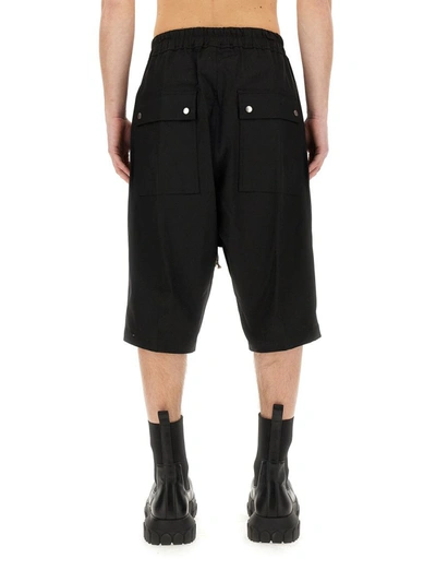 Rick Owens Bermuda Shorts With Back Pockets And Elastic Waistband In Black