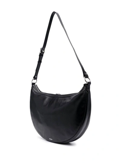 Shop Versace Small Repeat Shoulder Bag With Medusa Head In Black Leather Woman