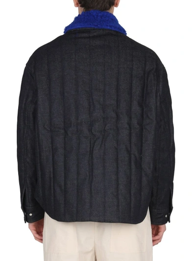 Shop Sunnei Jacket With Faux Fur Unisex In Denim