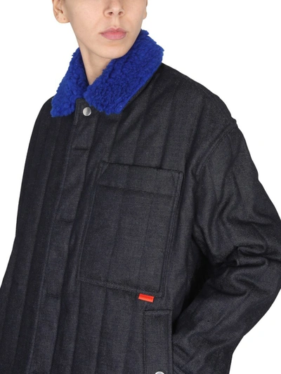 Shop Sunnei Jacket With Faux Fur Unisex In Denim