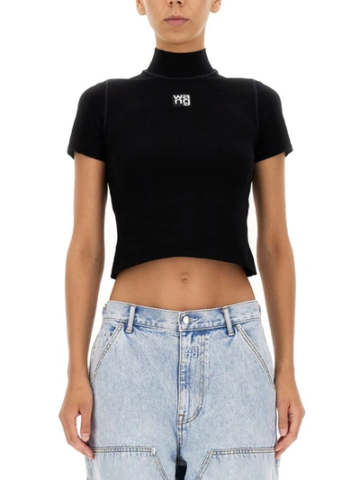 Shop Alexander Wang T T By Alexander Wang Cropped T-shirt In Black