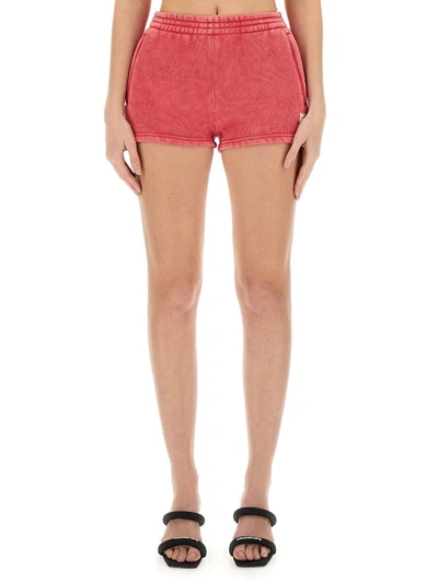 Shop Alexander Wang T T By Alexander Wang Short With Logo In Pink