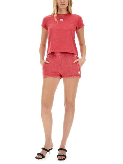 Shop Alexander Wang T T By Alexander Wang Short With Logo In Pink