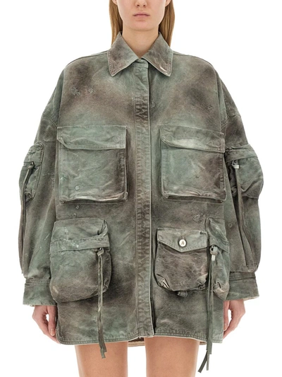 Shop Attico The  Shirt Jacket In Military Green