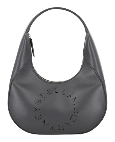 Shop Stella Mccartney Logo Hobo Shoulder Bag In Grey