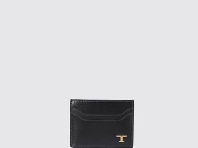 Shop Tod's Black Leather Card Holder In Black-gold