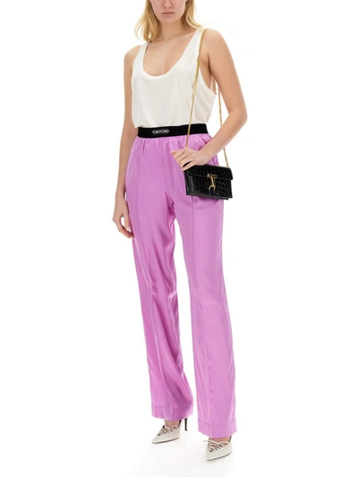 Shop Tom Ford Pants With Logo In Purple