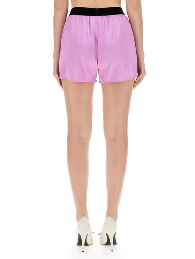 Shop Tom Ford Shorts In Satin In Purple