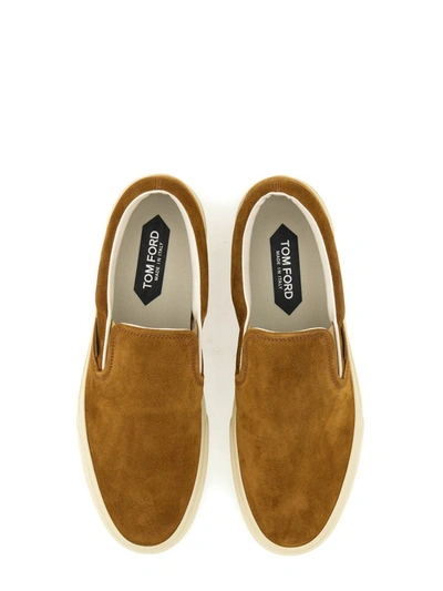 Shop Tom Ford Slip-on Sneaker In Brown