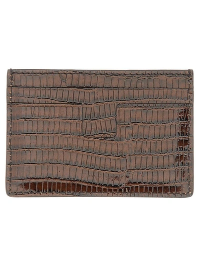 Shop Tom Ford T Line Classic Card Holder In Brown