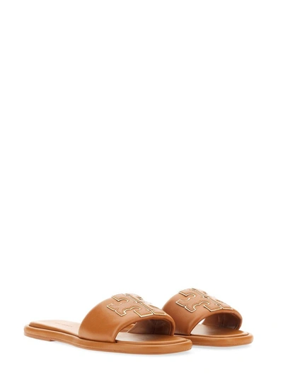 Shop Tory Burch Double T Sports Slider Sandal In Brown