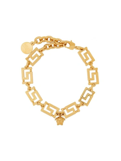 Shop Versace Greek Bracelet In Gold